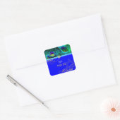 PixDezines pauwenveer/Bat Mitswa Vierkante Sticker (Envelop)