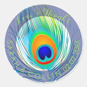 PixDezines pauwenveer Ronde Sticker