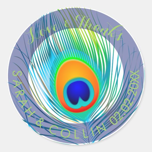 PixDezines pauwenveer Ronde Sticker (Voorkant)