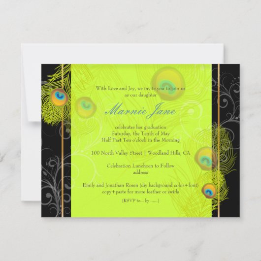 PixDezines Peacock, 2012 Graduation, diy backgroun Kaart (Achterkant)