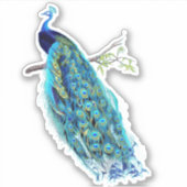 PixDezines Peacock Aqua Blue+Gold Sticker (Voorkant)