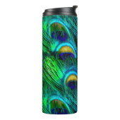 PixDezines Peacock Feather Cobalt Blue Thermosbeker (Gedraaid links)