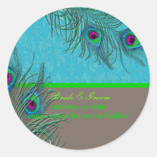 PixDezines Peacock Feather/diy achtergrond kleur Ronde Sticker