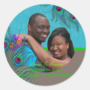 PixDezines Peacock Feather/diy achtergrond kleur Ronde Sticker