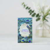 PixDezines Peacock Feather Visitekaartje (Staand voorkant)