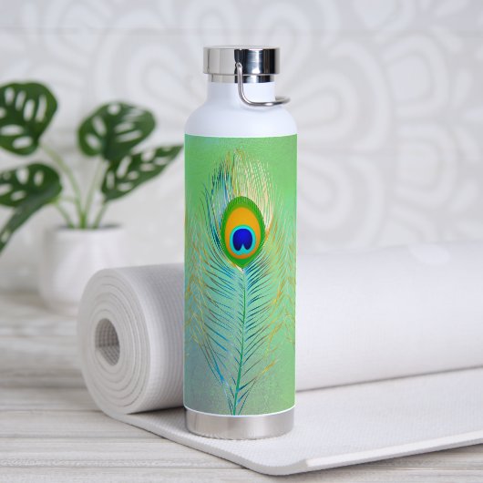 PixDezines Peacock Feather Waterfles (Yoga)