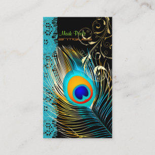 PixDezines Peacock+filigree+lace/diy background Visitekaartje