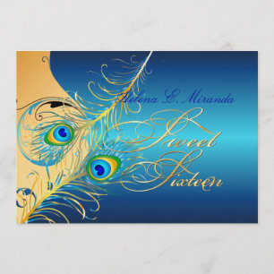 PixDezines Peacock+swirls/Gold+blauwgroen Kaart