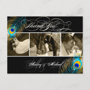 PixDezines Peacock Wedding Photos Hartelijk dank Briefkaart