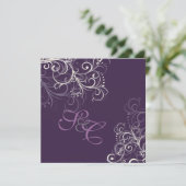 PixDezines Pearly swirls+Plum Wedding Invitations (Debout devant)