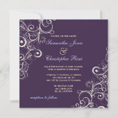 PixDezines Pearly swirls+Plum Wedding Invitations (Dos)
