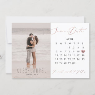 PixDezines Photo Save the Date Calendar rose gold Kaart
