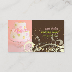 PixDezines PINK+CHOCOLAAT/WEDDING CAKE/SWIRLS Visitekaartje