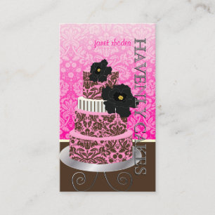 PixDezines Pink Chocolate damask cake/pâtisserie Visitekaartje