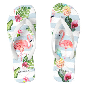 PixDezines PINK FLAMINGOS, TROPISCHE THEMA Teenslippers
