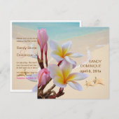 PixDezines Pink Plumeria + Beach + zeester Kaart (Voorkant / Achterkant)