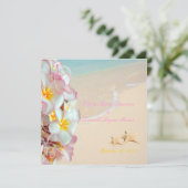 PixDezines PINK PLUMERIA+STARFISH+SWIRLS+BEACH Kaart (Staand voorkant)