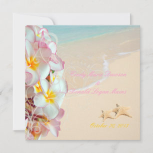 PixDezines PINK PLUMERIA+STARFISH+SWIRLS+BEACH Kaart
