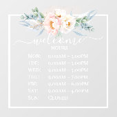 PixDezines Pioenrozen Openingstijden Raamsticker (Vel)