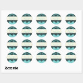 PixDezines Piqué Damask, aqua fluweel Ronde Sticker (Vel)