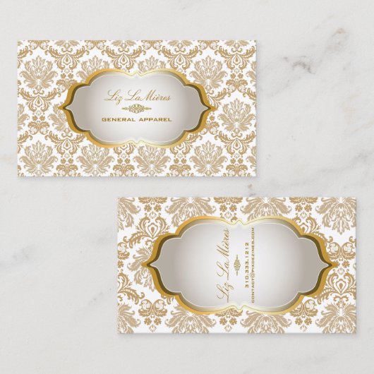 PixDezines  piqué damast/metallic zilver Visitekaartje (Voorkant / Achterkant)