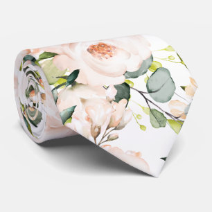 PixDezines Pivoines Roses Aquarelle Cravate