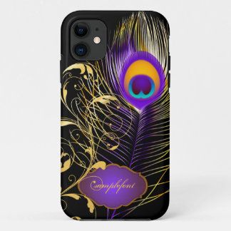 PixDezines pizzazz pauock plume+filigree swirls iPhone 11 Hoesje