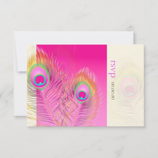 PixDezines Pizzazz Peacock Feather RSVP Kaartje (Voorkant)