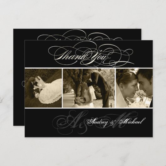 PixDezines Plain Trouwfoto's Dank u Briefkaart (Voorkant / Achterkant)