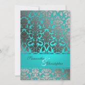 PIXDezines PLATINUM FLORA DAMASK INVITATIES Kaart (Voorkant)