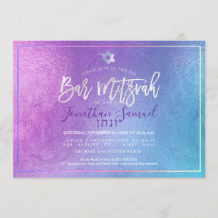 PixDezines Platinum Ombre Blauwgroen Bar Mitzvah Kaart