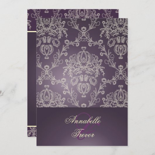 PixDezines PLUM / INVITATION DE LACE DE CRÈME D'IV (Devant / Derrière)