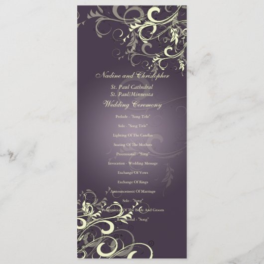 PixDezines PLUM SWIRLS+CREAM WEDDING PROGRAMMES (Dos)
