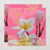 PixDezines Plumeria rose Invitations de mariage (Devant / Derrière)