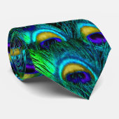 PixDezines Psychedelic Pauw/Kobalt/Aqua Blue Stropdas (Opgerold)