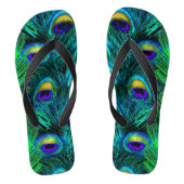 PixDezines PSYCHEDELIC PEACOCK FEATHER, COBALT Teenslippers (Voetbed)
