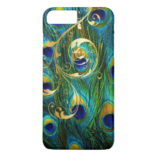 PixDezines Psychedelic Peacock+filigree swirls iPhone 8 Plus / 7 Plus Hoesje