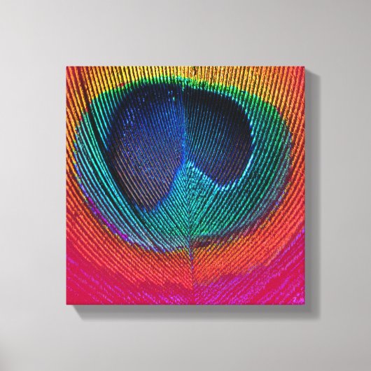 PixDezines Psychedelic Peacock, hete roze, canvas Afdruk (Voorkant)