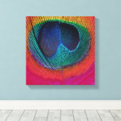 PixDezines Psychedelic Peacock, hete roze, canvas Afdruk (Insitu (Houten vloer))