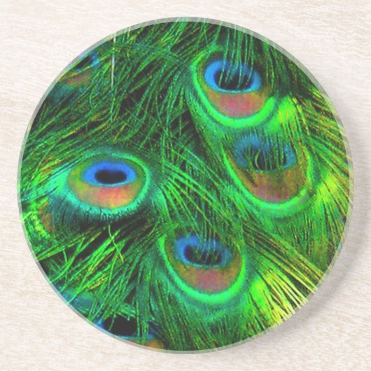PixDezines Psychedelic Peacock Zandsteen Onderzetter (Voorkant)