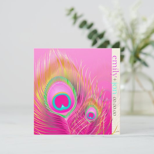 PixDezines psychedelische paukveer/hete roze Kaart (Staand voorkant)