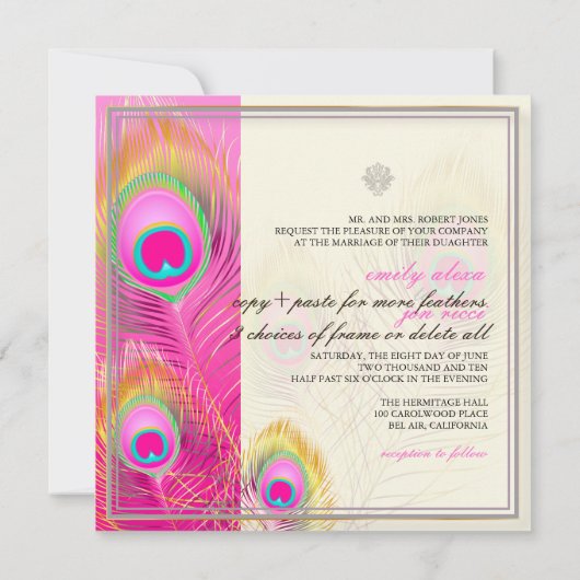 PixDezines psychedelische paukveer/hete roze Kaart (Achterkant)