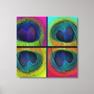 PixDezines Psychedelische Pauw, popart op canvas Afdruk