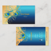 PixDezines psychedellic Peacock+metallic blue Visitekaartje (Voorkant / Achterkant)