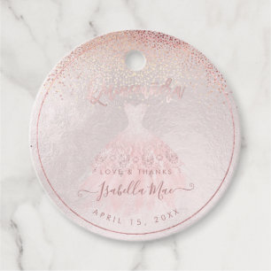 PixDezines Quinceanera Blush Gown Bedankjes Labels