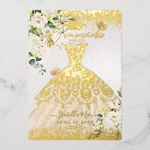 PixDezines Quinceanera Champagne Gold Glitter Gown