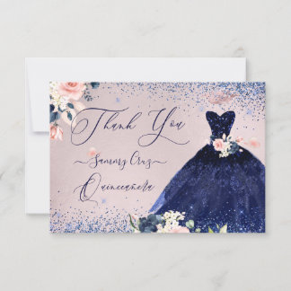 PixDezines Quinceanera Dank je marineblauw Kaart