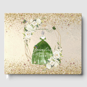 PixDezines Quinceanera H2 Emerald Green Dress Gues Gastenboek