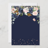 PixDezines Quinceanera H2 Flowers Blush Navy Kaart (Achterkant)