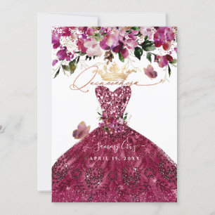 PixDezines Quinceanera kersenrode jurk Kaart